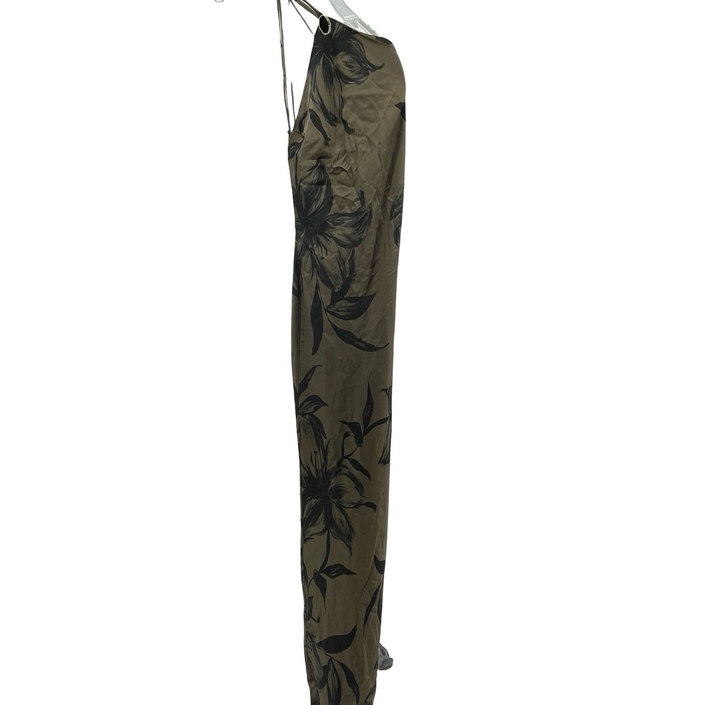 Reformation Women's Dress Zinna Satin Floral Olive Green Size 2